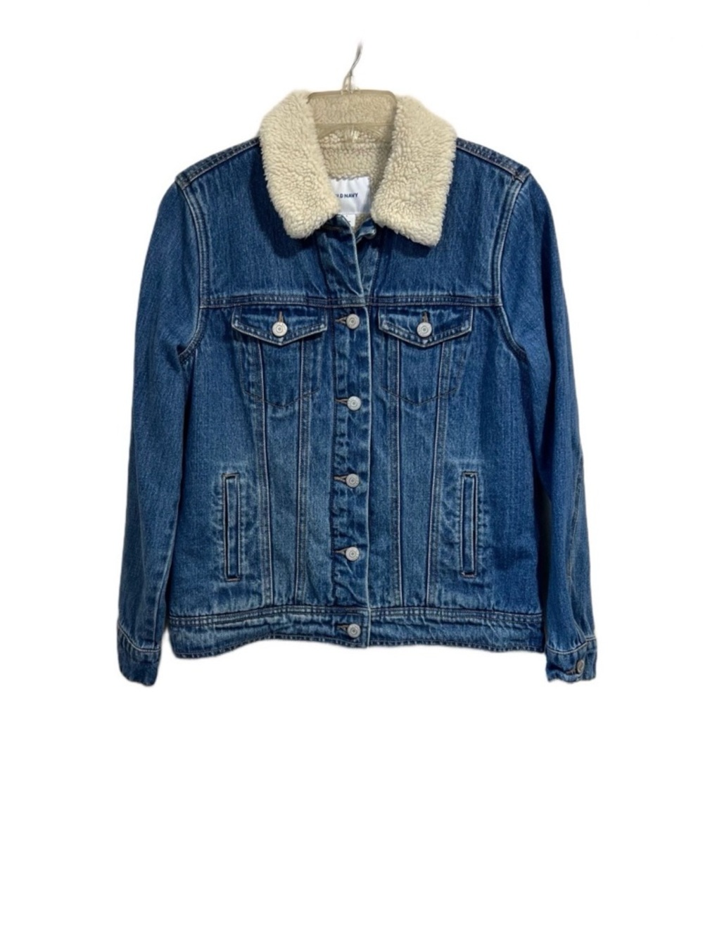 Old Navy Blue Denim Jacket with Cream Sherpa Collar